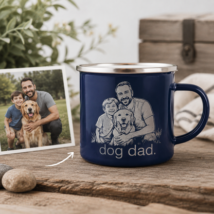 Personalized Best Dad Photo Camp Mug 12oz, Custom Dad Enamel Cup, Gift For Dad TOM99