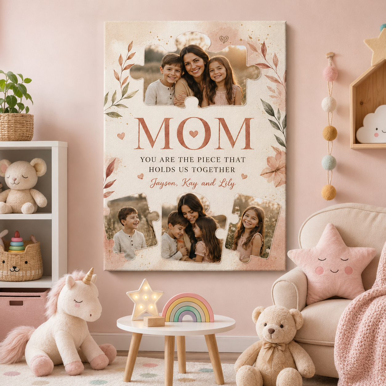 Custom Photo Mom We Love You Canvas Wall Art - Custom Gift For Mom TOM99