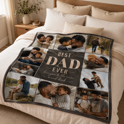 Custom Dad Photo Blanket, Personalized Dad Gifts | Gift For Dad TOM99