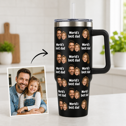 Custom Photo Dad 40oz Tumbler, Personalized Dad Tumbler, Father’s Day Gift TOM99