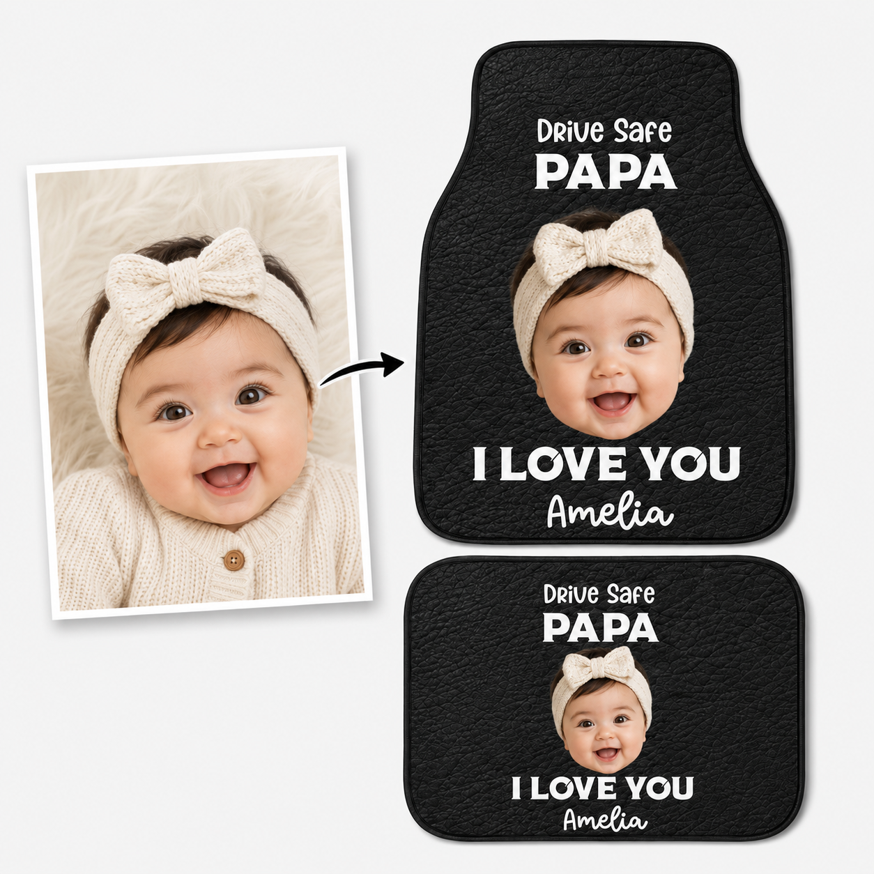 Personalized Papa I Love You Flannel Car Floor Mats, Custom Dad Floor Mats, Gift For Dad TOM99