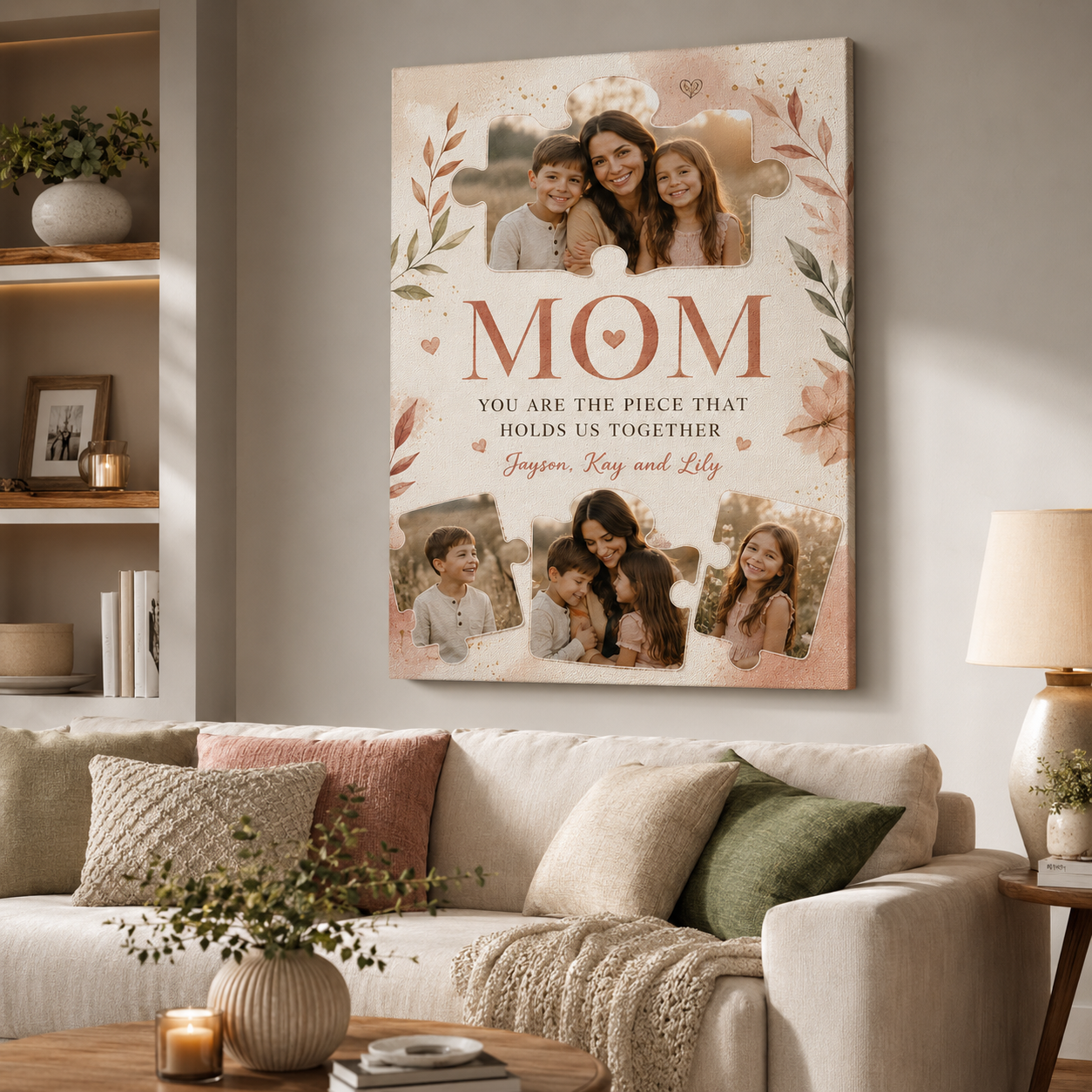Custom Photo Mom We Love You Canvas Wall Art - Custom Gift For Mom TOM99