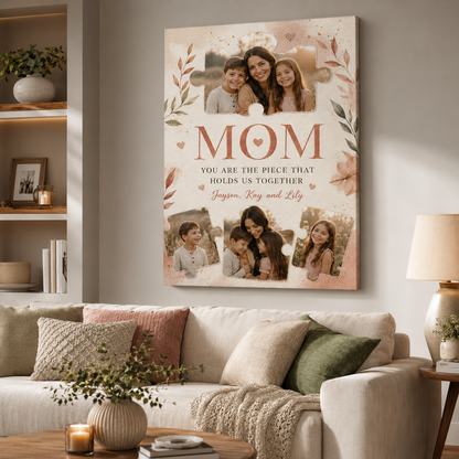 Custom Photo Mom We Love You Canvas Wall Art - Custom Gift For Mom TOM99