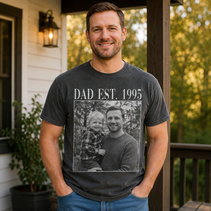Custom Photo Dad & Baby Wash T-Shirt, Personalized Dad Gifts | Gift For Dad TOM99