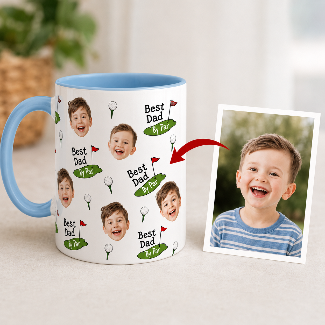 Custom Photo Best Dad By Par Mug, Personalized Mug Mug For Husband Dad Grandfather TOM99