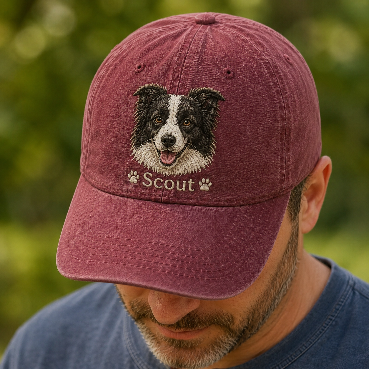 Custom Dog Name Embroidered Hat, Personalized Pet Portrait Vintage Cap THUC99