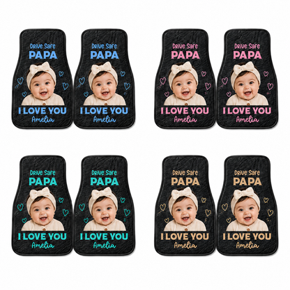 Personalized Papa I Love You Flannel Car Floor Mats, Custom Dad Floor Mats, Gift For Dad TOM99