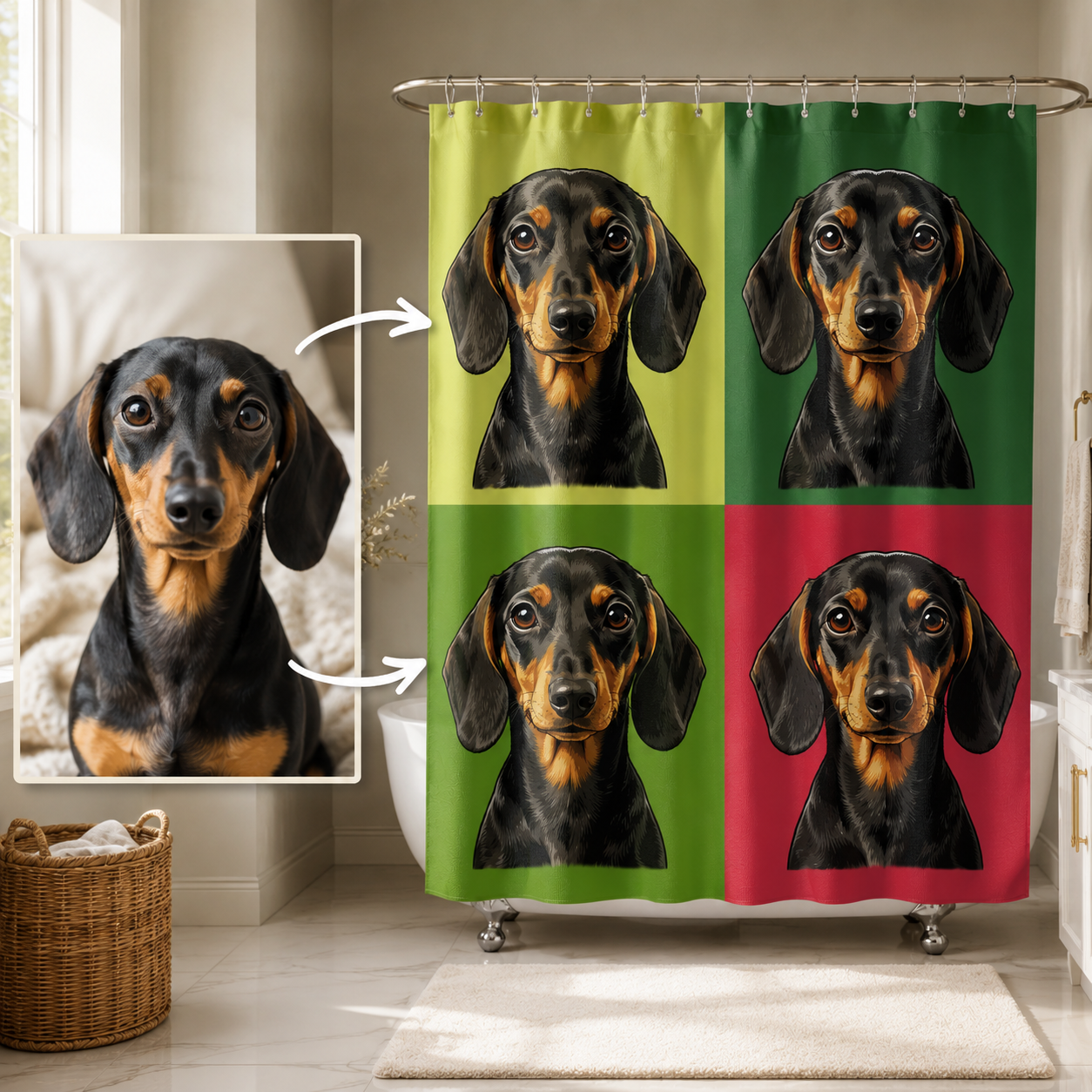 Custom Photo Dog Shower Curtain | Gift For Dog Lovers