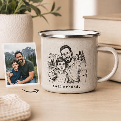 Personalized Best Dad Photo Camp Mug 12oz, Custom Dad Enamel Cup, Gift For Dad TOM99
