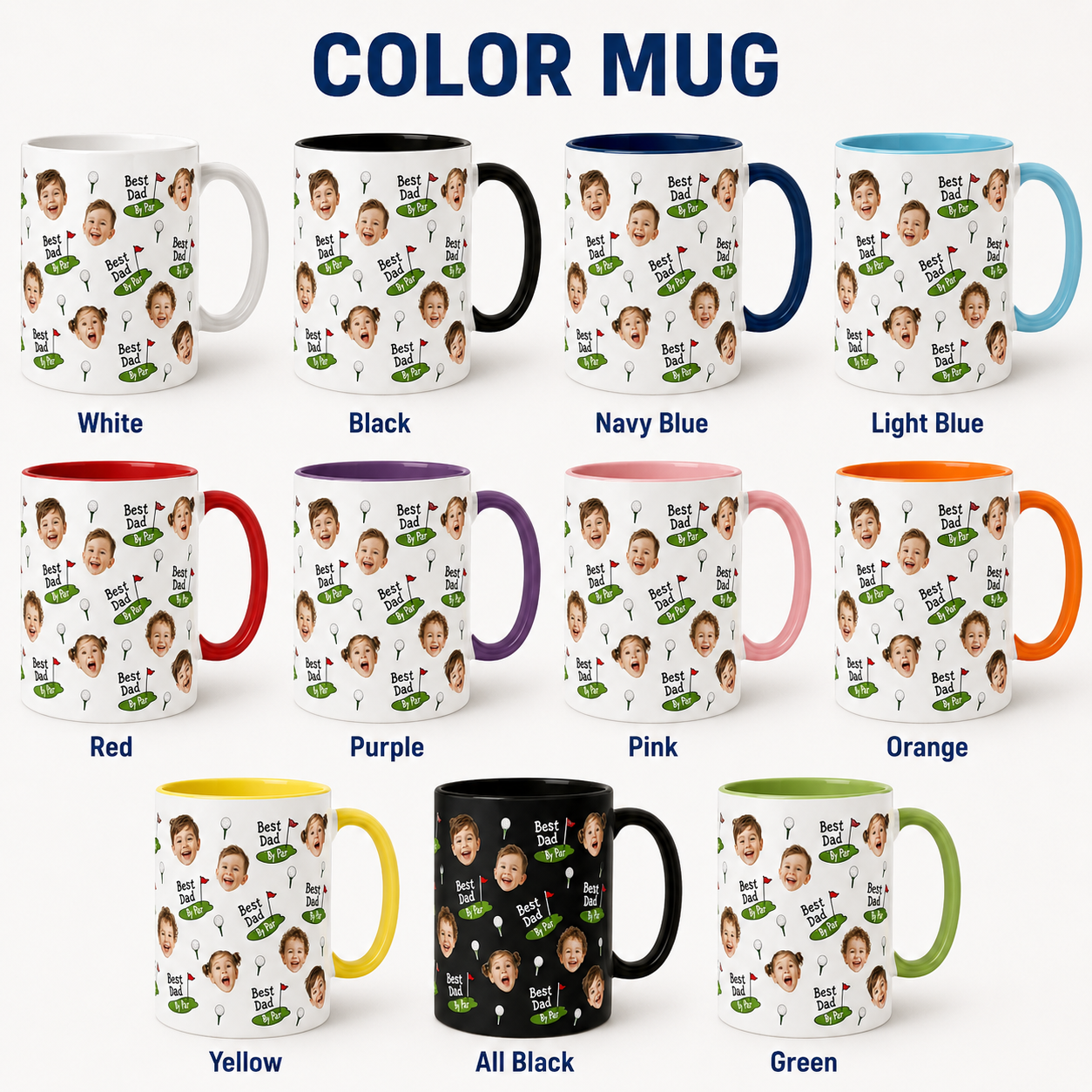 Custom Photo Best Dad By Par Mug, Personalized Mug Mug For Husband Dad Grandfather TOM99