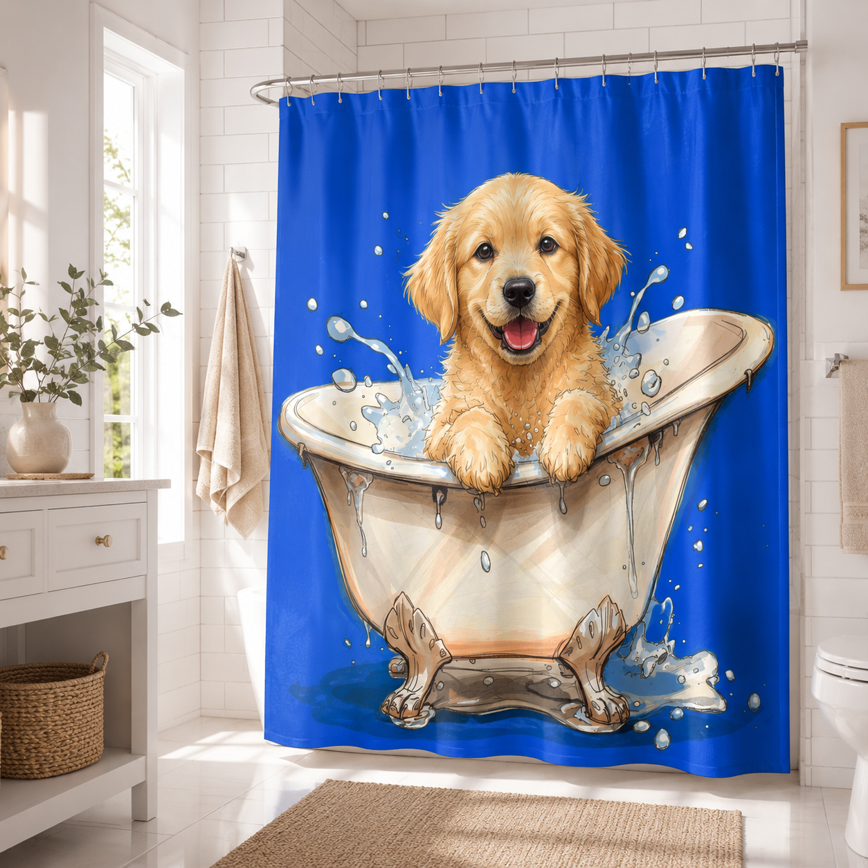 Custom Photo Dog Shower Curtain | Gift For Dog Lovers