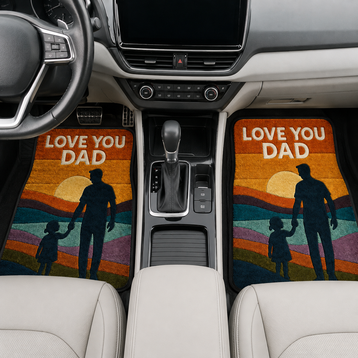 Personalized Love You Dad Flannel Car Floor Mats, Custom Dad Floor Mats, Gift For Dad TOM99