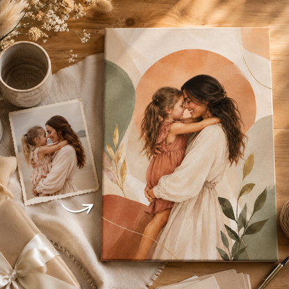Custom Photo Mom & Daughter Canvas Wall Art - Custom Gift For Mom TOM99
