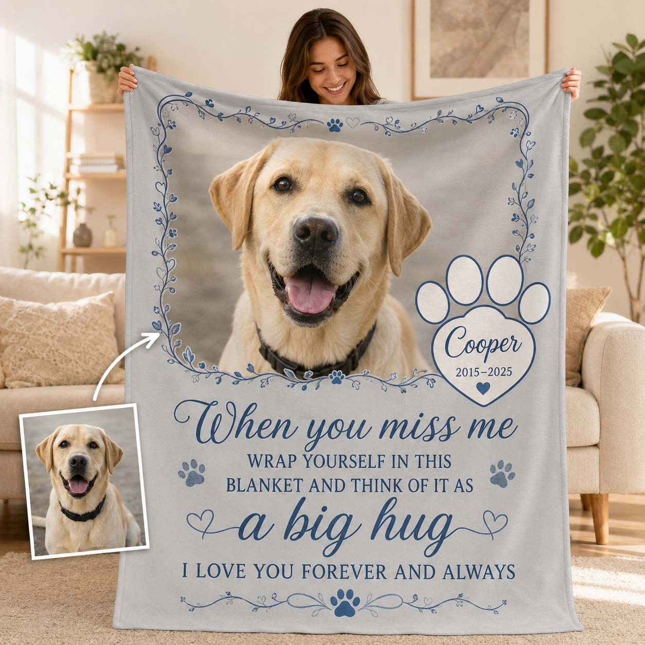Custom Photo Dog Memories Blanket | Personalized Dog Lovers Gifts | Gift For Dog Lovers TOM99