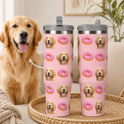 Custom Photo Dog Donuts 30oz Tumbler | Gift For Dog Lovers | Pet Lover Gifts TOM99