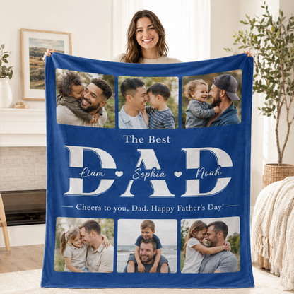 Custom Photo Papa Blanket, Personalized Dad Gifts | Gift For Dad TOM99