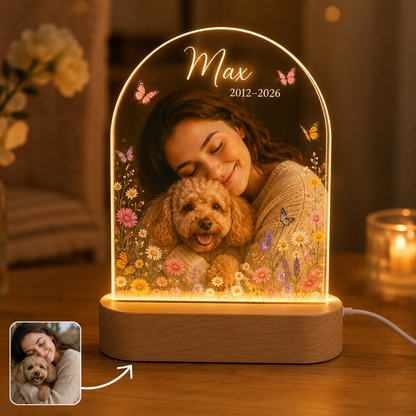 Custom Photo Dog In Loving Memory Wooden LED Light | Personalized Dog Photo LED Night Light | Pet Loss Sympathy Gift TOM99