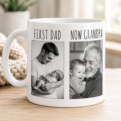 Custom Photo First Dad Mug, Personalized Mug Mug For Husband Dad Grandfather TOM99