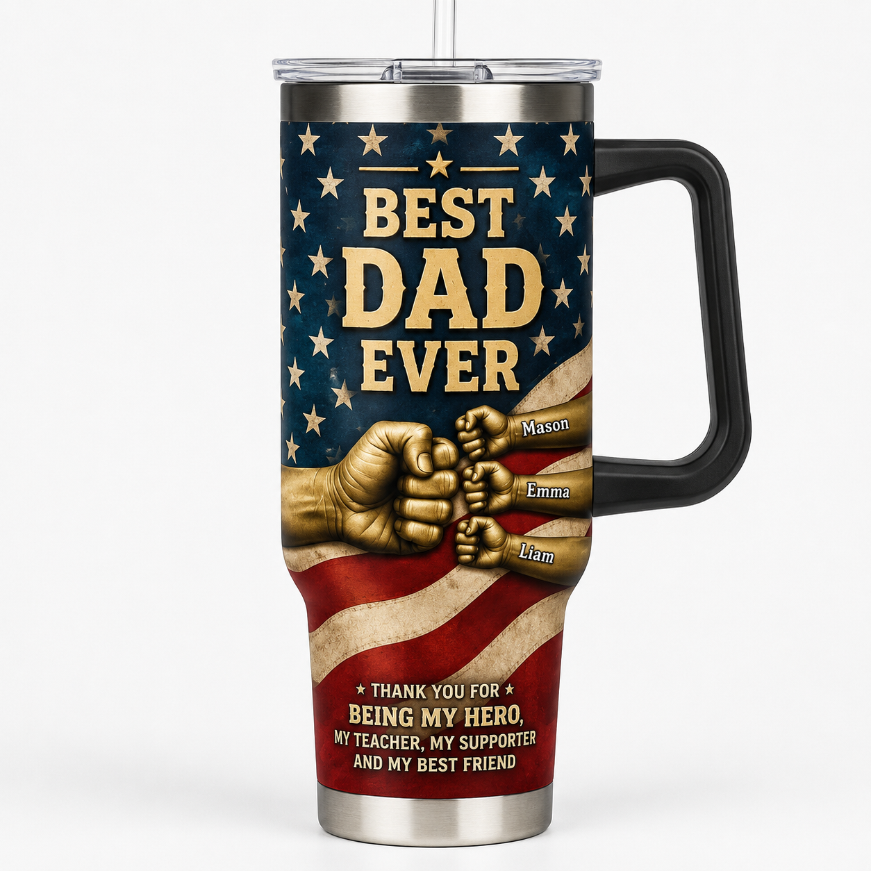 Custom Best Dad 40oz Tumbler, Personalized Dad Tumbler, Father’s Day Gift TOM99
