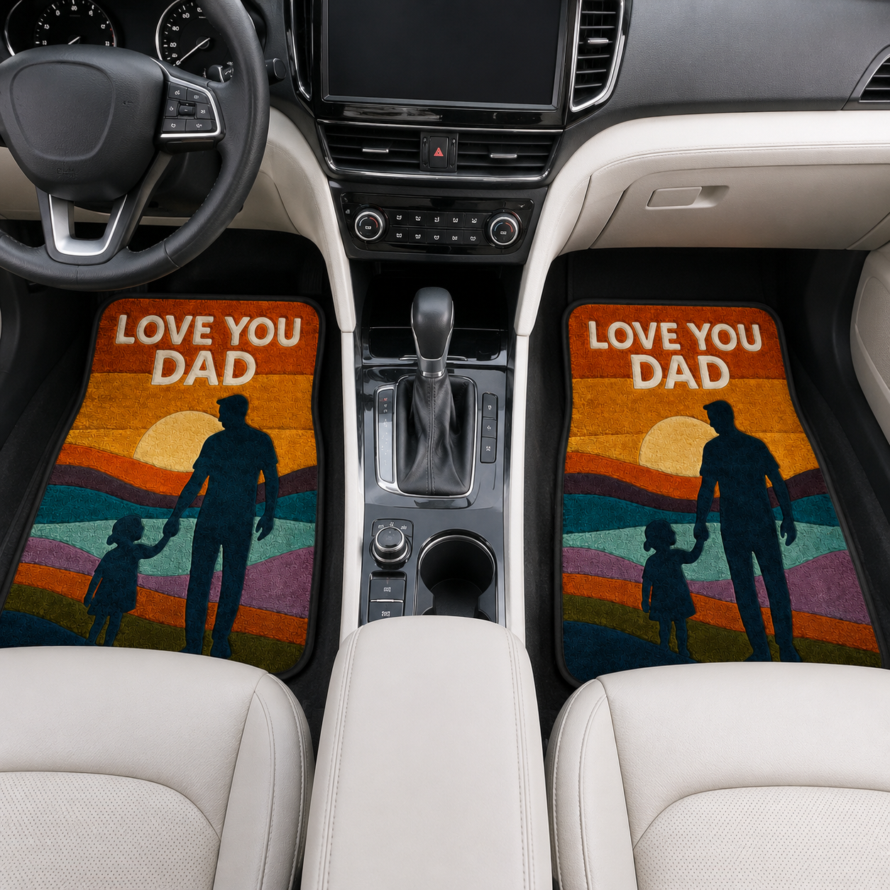 Personalized Love You Dad Flannel Car Floor Mats, Custom Dad Floor Mats, Gift For Dad TOM99