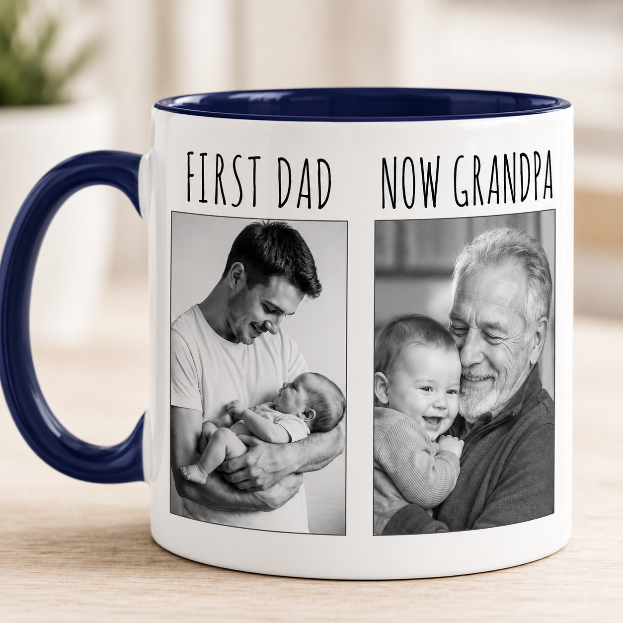 Custom Photo First Dad Mug, Personalized Mug Mug For Husband Dad Grandfather TOM99