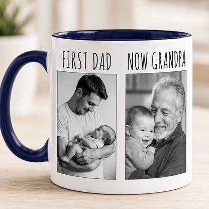 Custom Photo First Dad Mug, Personalized Mug Mug For Husband Dad Grandfather TOM99