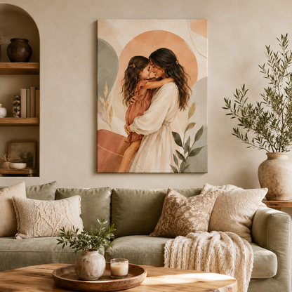 Custom Photo Mom & Daughter Canvas Wall Art - Custom Gift For Mom TOM99