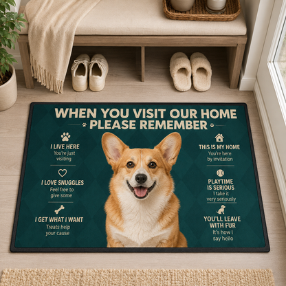 Custom Photo Dog Rule Doormat | Photo Pet Doormat | Gift For Dog Lovers