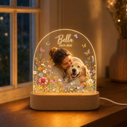 Custom Photo Dog In Loving Memory Wooden LED Light | Personalized Dog Photo LED Night Light | Pet Loss Sympathy Gift TOM99