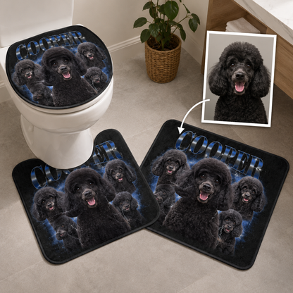 Custom Photo Dog Bootleg 3pcs Bathroom Rug Set | Gift For Dog Lovers | Pet Photo Gifts