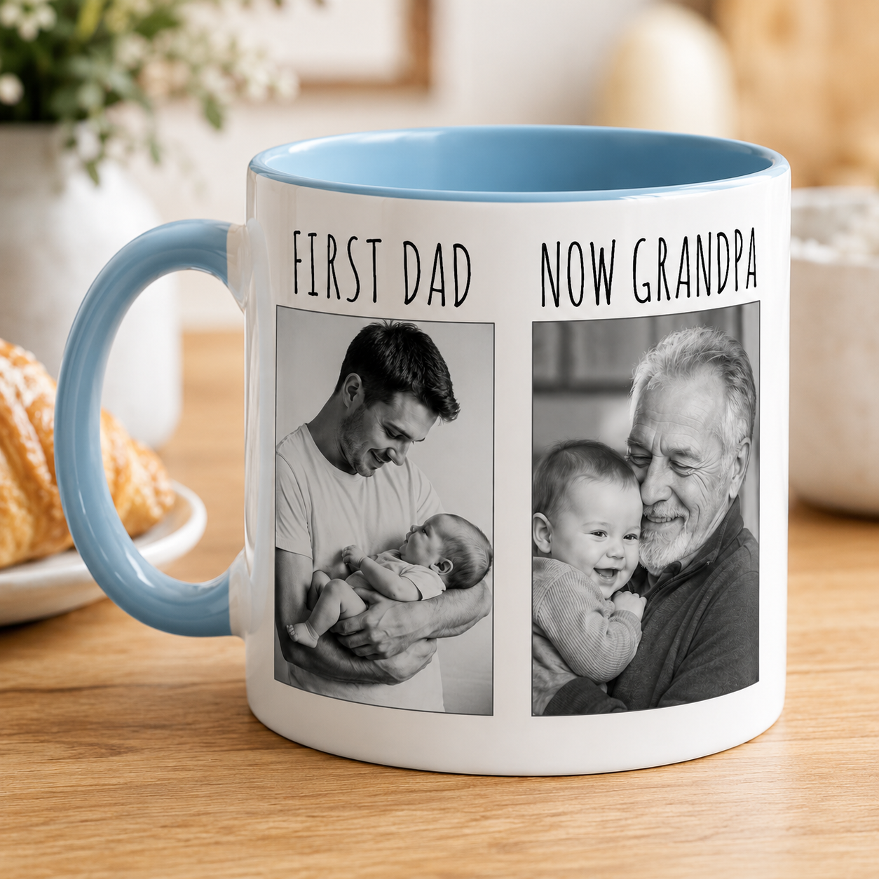 Custom Photo First Dad Mug, Personalized Mug Mug For Husband Dad Grandfather TOM99