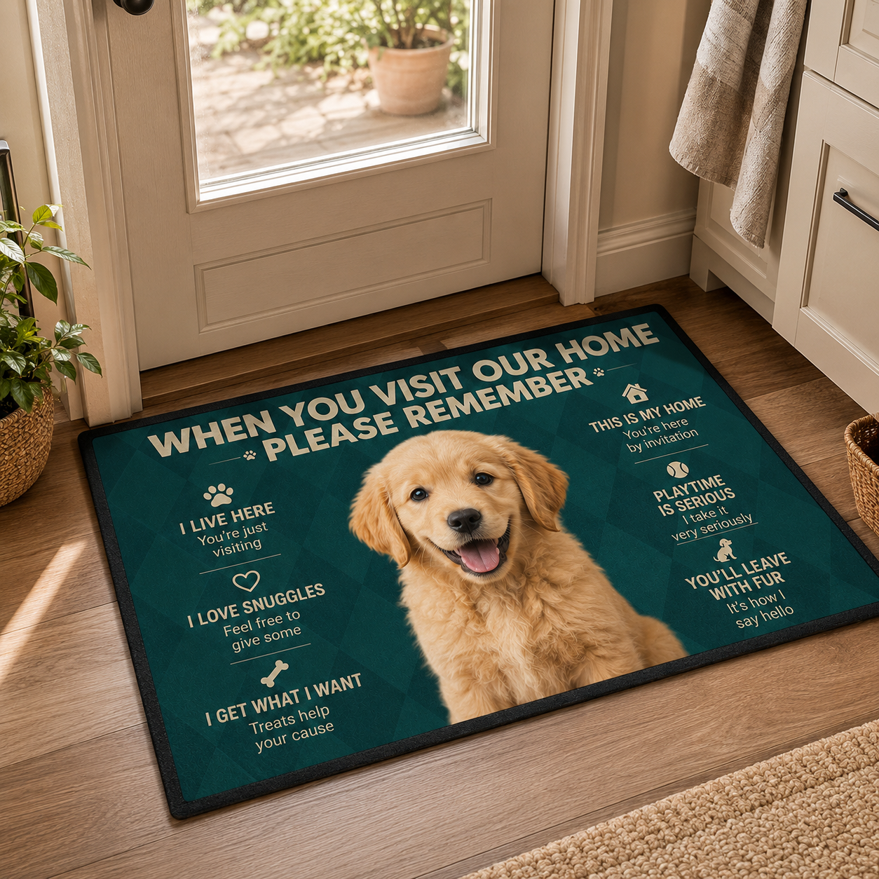 Custom Photo Dog Rule Doormat | Photo Pet Doormat | Gift For Dog Lovers