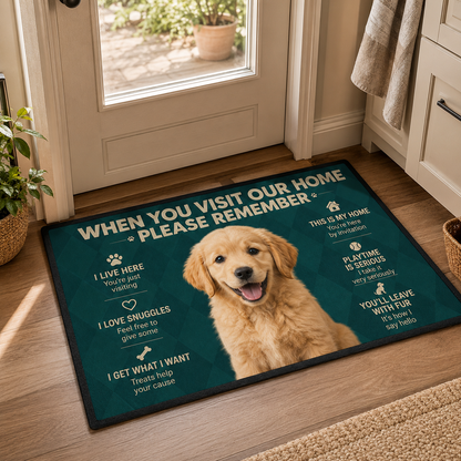 Custom Photo Dog Rule Doormat | Photo Pet Doormat | Gift For Dog Lovers