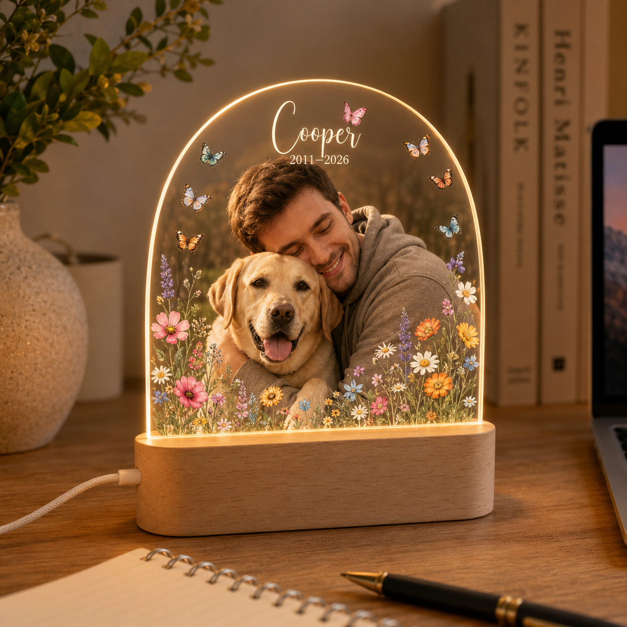 Custom Photo Dog In Loving Memory Wooden LED Light | Personalized Dog Photo LED Night Light | Pet Loss Sympathy Gift TOM99