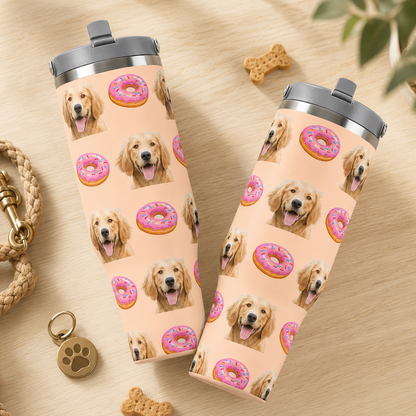 Custom Photo Dog Donuts 30oz Tumbler | Gift For Dog Lovers | Pet Lover Gifts TOM99