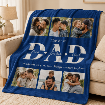 Custom Photo Papa Blanket, Personalized Dad Gifts | Gift For Dad TOM99