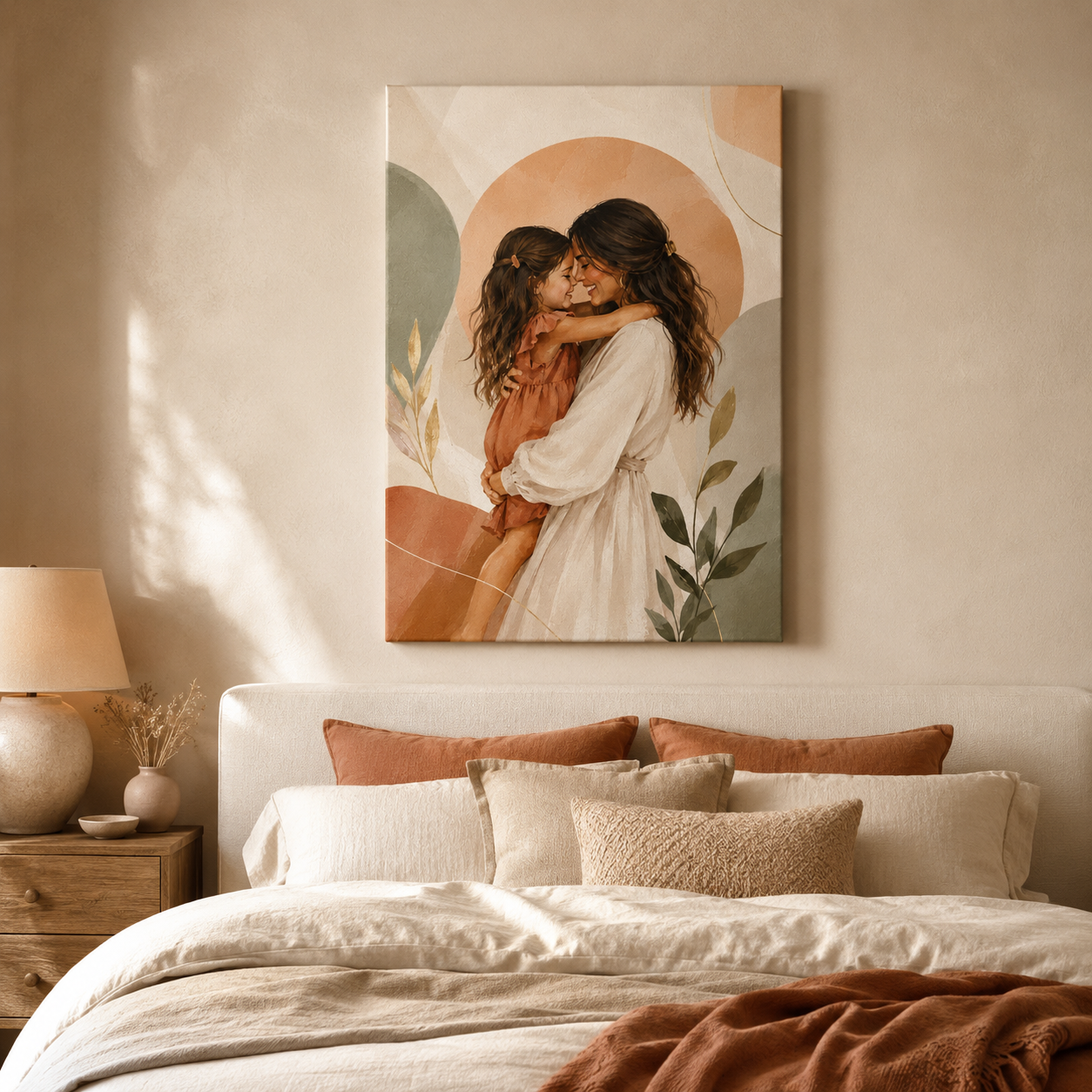Custom Photo Mom & Daughter Canvas Wall Art - Custom Gift For Mom TOM99