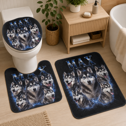 Custom Photo Dog Bootleg 3pcs Bathroom Rug Set | Gift For Dog Lovers | Pet Photo Gifts