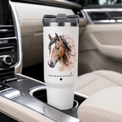 Custom Flower Horse 30oz Tumbler | Gift For Horse Lovers | Pet Lover Gifts TOM99