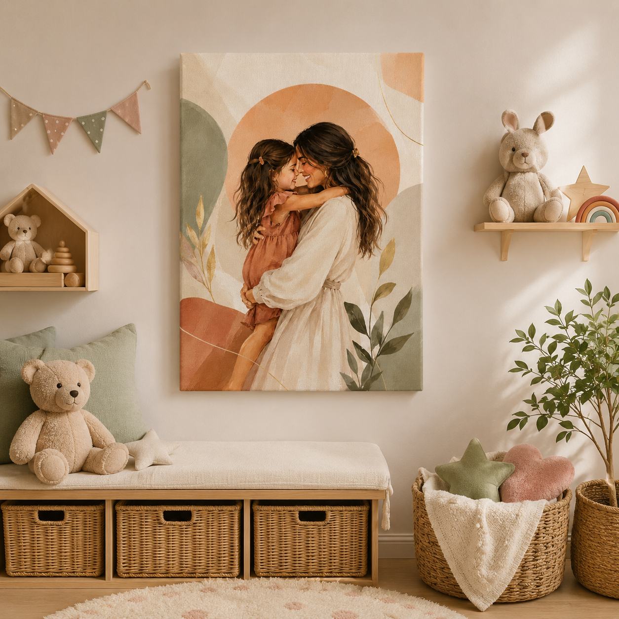 Custom Photo Mom & Daughter Canvas Wall Art - Custom Gift For Mom TOM99