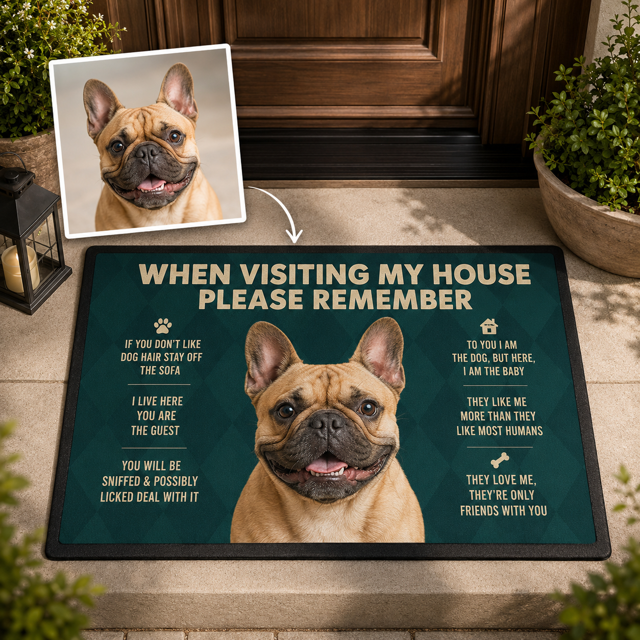 Custom Photo Dog Rule Doormat | Photo Pet Doormat | Gift For Dog Lovers