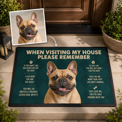 Custom Photo Dog Rule Doormat | Photo Pet Doormat | Gift For Dog Lovers
