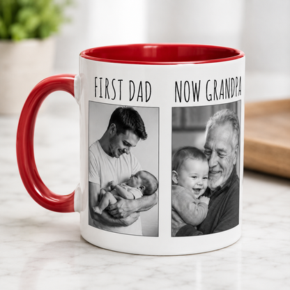 Custom Photo First Dad Mug, Personalized Mug Mug For Husband Dad Grandfather TOM99