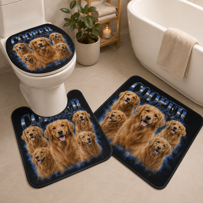 Custom Photo Dog Bootleg 3pcs Bathroom Rug Set | Gift For Dog Lovers | Pet Photo Gifts
