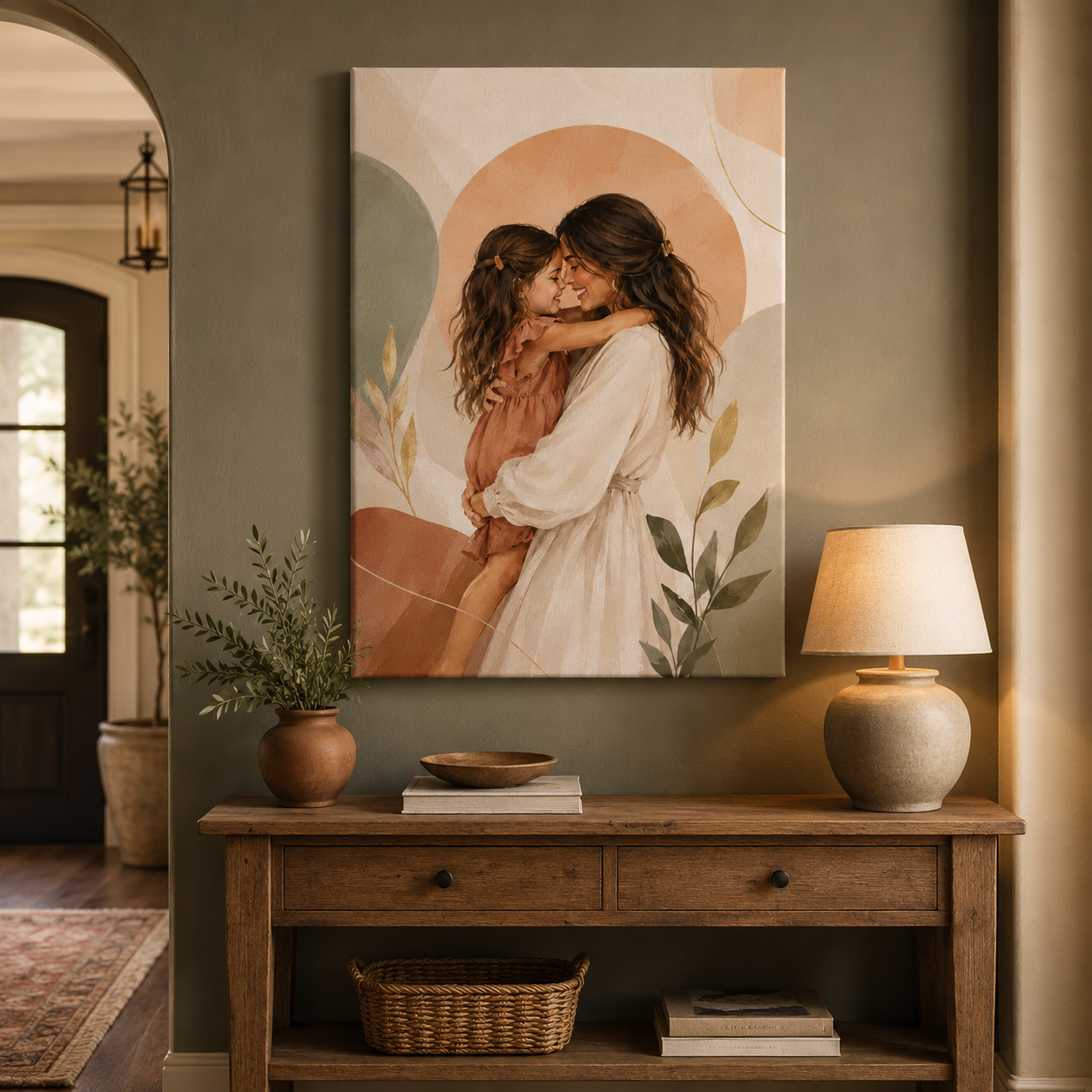Custom Photo Mom & Daughter Canvas Wall Art - Custom Gift For Mom TOM99