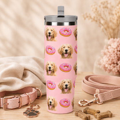 Custom Photo Dog Donuts 30oz Tumbler | Gift For Dog Lovers | Pet Lover Gifts TOM99