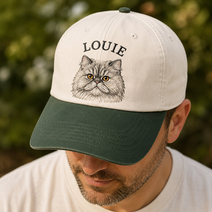 Custom Photo Cat Embroidered Hat, Custom Pet Photo Embroidered Cap, Gift For Cat Lovers Pa99