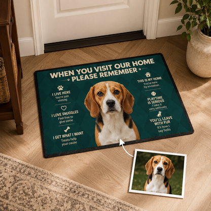 Custom Photo Dog Rule Doormat | Photo Pet Doormat | Gift For Dog Lovers