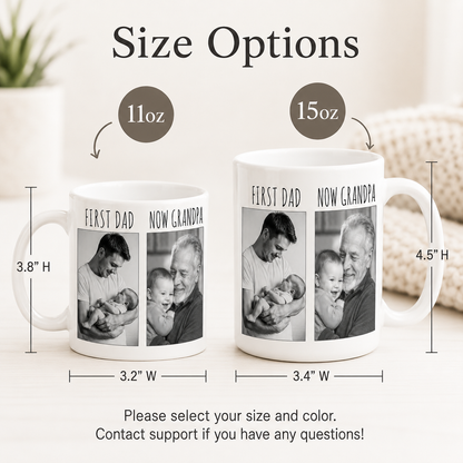 Custom Photo First Dad Mug, Personalized Mug Mug For Husband Dad Grandfather TOM99