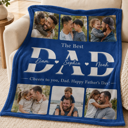 Custom Photo Papa Blanket, Personalized Dad Gifts | Gift For Dad TOM99